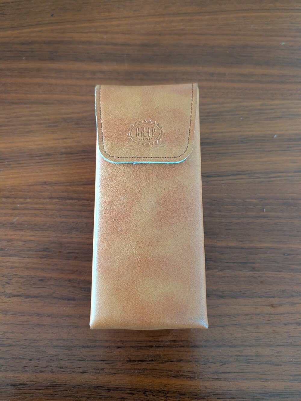 Crap Eyewear Sunglasses Case Hard Shell Brown Leather Storage Travel Carrier